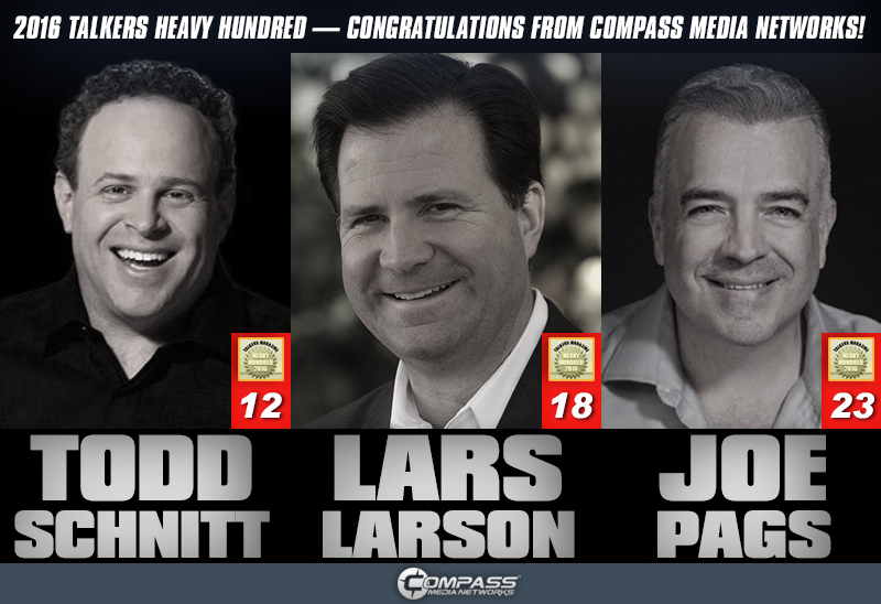Schnitt, Larson, and Pags honored with 2016 TALKERS Heavy Hundred
